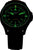 Bracelet de montre pour homme avec bracelet noir, cadran sombre avec marqueurs lumineux verts