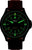 Montre automatique avec bracelet en cuir noir, cadran lumineux vert foncé et boîtier noir