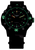 Bracelet de montre pour homme avec boîtier noir en carbone, index verts, aiguilles lumineuses, bracelet en tissu