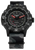 Montre pour homme : boîtier en carbone noir, cadran noir, aiguilles rouges, bracelet en tissu