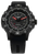 Bracelet de montre pour homme avec cadran noir, aiguilles rouges et bracelet en caoutchouc noir