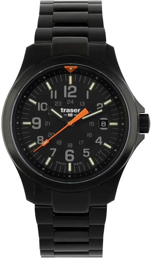 Montre Traser P67 Officer Pro pour homme avec cadran noir et maillons de bracelet noirs