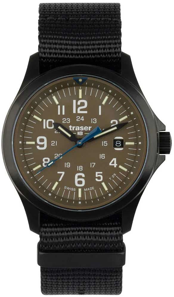 Bracelet de montre pour homme avec boîtier noir, cadran gris foncé et bracelet en tissu noir