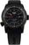 Montre pour homme avec cadran noir et bracelet en caoutchouc noir, boîtier rond