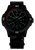 Bracelet de montre pour homme avec cadran noir, index lumineux verts et bracelet en textile