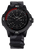 Bracelet de montre pour homme avec cadran noir, anneau de minutes rouge et bracelet en textile