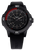 Montre Traser pour homme avec bracelet en caoutchouc noir, cadran noir et lunette extérieure rouge