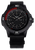 Montre homme Traser, boîtier noir, bracelet textile noir, lunette rouge