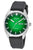 Herrenuhr mit grünem Zifferblatt, weißen Zeigern, Datum (8), schwarzem Silikonarmband, Mineralglas