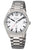 Herrenuhr mit weißem Zifferblatt, schwarzen Indizes, Datumsfenster bei 8, Titanarmband