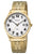 Goldfarbene Herrenuhr mit Metallarmband und weißem Zifferblatt, 5 BAR