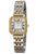 Damenuhr Regent bicolor mit quadratischem Zifferblatt, römischen Ziffern und Metallarmband