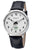 Herrenarmbanduhr mit schwarzem Lederband, silbernem Gehäuse, analogem Zifferblatt und Digitalanzeige