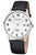Regent Herrenuhr mit schwarzem Lederarmband, weißem Zifferblatt und Datumsfenster