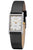 Bicolor-Damenuhr mit schwarzem Lederarmband, rechteckigem Silbergehäuse und goldenen Zeigern