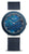 Bering Damenuhr mit blauem Zifferblatt, runder Keramik-Lünette und Mesh-Armband