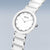 Montre pour femme avec cadran rond blanc et bracelet en céramique blanche, index en pierre