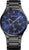 Montre pour homme avec cadran bleu et bracelet en métal noir