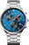 Bracelet de montre pour homme avec cadran bleu, bracelet en titane argenté et indicateurs ronds