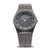 Damenuhr mit dunklem Zifferblatt, Milanaise-Armband, silberfarbene Zeiger und Indexe