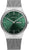 Silberne Herrenuhr mit grünem Zifferblatt, Milanaise-Armband und Datum
