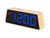 Réveil LED en bambou avec affichage LED multicolore, chiffres bleus