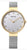 Montre pour femme : bracelet milanais argenté, lunette dorée, cadran blanc