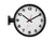 Horloge murale avec cadran blanc, aiguilles noires et marqueur rouge, cadre noir