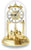 Tischuhr mit Quarzwerk, goldfarbener Pendelmechanik und römischem Zifferblatt