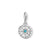 Pendentif boussole en argent sterling avec centre en turquoise