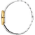 Damenuhr: silbernes Gliederarmband mit goldfarbenem Gehäuse-Detail