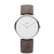 Danish Design Armbanduhr mit silbernem Gehäuse, weißem Zifferblatt und taupe Lederarmband