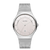 Silberne Armbanduhr mit Mesh-Armband, silbernem Zifferblatt und Datumsanzeige