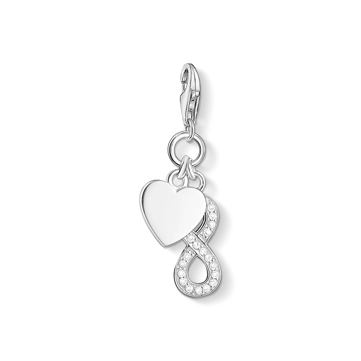 Pendentif breloque en argent sterling 925 avec cœur infini et zircone cubique