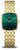 Montre pour femme avec cadran vert et bracelet en métal doré, boîtier rectangulaire-ovale