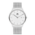 Herrenarmbanduhr mit silbernem Milanaise-Armband, rundem Gehäuse und weißem Zifferblatt