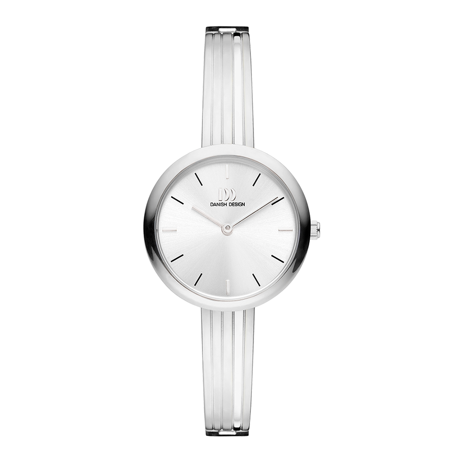 Danish Design Damenarmbanduhr mit silbernem Metallarmband und weißem Zifferblatt