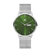 Herren-Uhr mit grünem Sunburst-Zifferblatt, Edelstahl-Meshband, Tages-/Datumsanzeige