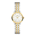 Bicolor-Damenuhr mit rundem Zifferblatt und Gliederarmband Gold/Silber