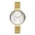 Danish Design Damenuhr mit rundem Zifferblatt, goldfarbenem Milanaiseband und Mineralglas
