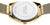 Rückseite einer Damenuhr mit goldfarbenem Gehäuse und Milanaise-Armband aus Edelstahl