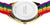 Rückseite einer Damenuhr mit goldfarbenem Gehäuse und mehrfarbigem Textilarmband