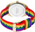 Damenuhr mit goldenem Gehäuse und Regenbogen-Armband