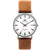 Danish Design Armbanduhr: weißes Zifferblatt, braunes Lederband, Titangehäuse, Datum