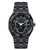 Schwarze Herrenuhr mit Totenkopf-Zifferblatt und Metallarmband