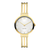 Danish Design Damenuhr mit goldenem Titangehäuse, weißem Zifferblatt und Gliederarmband.