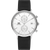 Herren-Chronograph mit silbernem Gehäuse, weißem Zifferblatt, schwarzem Lederband