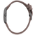 Damenarmbanduhr mit grauem Mikrofaserarmband und Dornschließe, rechteckiger Gehäusekante