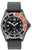 Montre avec cadran noir, lunette rouge et bracelet noir ; mouvement à quartz