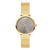 Damenuhr mit grauem Zifferblatt und goldenem Edelstahlarmband, Mineralglas